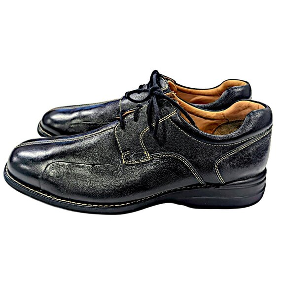 Johnston Murphy Shuler Bicycle Oxford Shoes Black Leather Men's 12 Sheepskin - Picture 4 of 11